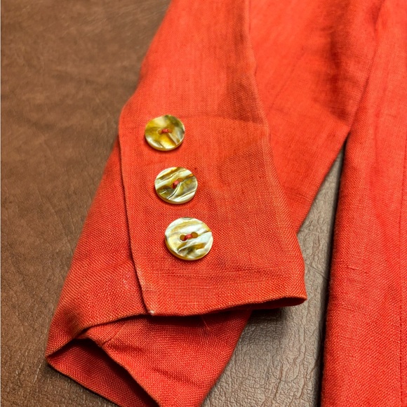 Orange linen women’s suit jacket - Picture 4 of 4
